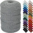 NOANTA Gray Macrame Cord 3mm x 328yards, Colored Macrame Rope, Cotton Rope Macrame Yarn, Colorful Cotton Craft Cord for Wall Hanging, Plant Hangers, Crafts, Knitting
