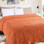 Superior Fleece Boho Jacquard Blanket, Decorative Blankets for Bedroom, Sofa, Plush, Fluffy, Soft, Cute Room Decor, Beautiful Cover, Comfort Essentials, Arctic Collection, Full/Queen, Dusty Orange