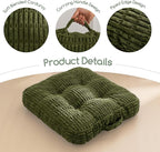 Washable Floor Pillow Cushion for Adults, Meditation Cushion Pillow, Removable Tufted Blended Corduroy Cover, Large Square Floor Sitting for Tatami Living Room or Yoga, 2Pack, Machine Washable