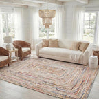SAFAVIEH Area Rug 8x10 - Cape Cod Collection - Large - Beige & Multi, Handmade Jute & Cotton, Woven Braided Design (CAP202B)