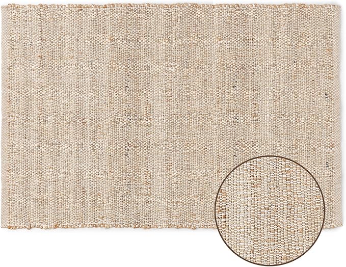 · REDEARTH · Jute Cotton Area Rug, Sustainable Handwoven, Non-Shedding, Soft & Durable – Reversible, Neutral Tones for Home Décor in Living Room, Dining Room, Bedroom (Arden Natural, 5'x8')