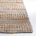 SAFAVIEH Area Rug 8x10 - Natural Fiber Collection - Large - Light Blue & Natural, Handmade Jute & Cotton, Boho Farmhouse Rustic Design, Ideal for Living Room, Bedroom, Dining Space (NFB654M)