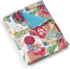 Greenland Home Jewel - Classic Boho Floral - 100% Cotton Kantha Quilted Throw Blanket, 50 x 60 inches, White