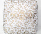 CRAFT KALA 24" Square Large Hippie Mandala Meditation Floor Ottoman Pillow Cushion Pouf Cover Square Poufs Bohemian Circle Floor Cushion Case Outdoor Fireplace Living Decor Cover White Gold Flower