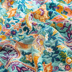 Boho Blanket Throw Quilt, 100% Cotton Soft Light Weight Throw Blankets for Summer, 50"x60" Farmhouse Flower Decorative Blankets, All Season Rustic Reversible Bohemian Throw Quilt