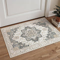 GENIMO Area Rug 2x3 Doormat, Machine Washable Low Pile Rugs, Small Retro Chenille Entryway Mat for Entrance, Hallway, Kitchen and Corridor, Heathered Grey