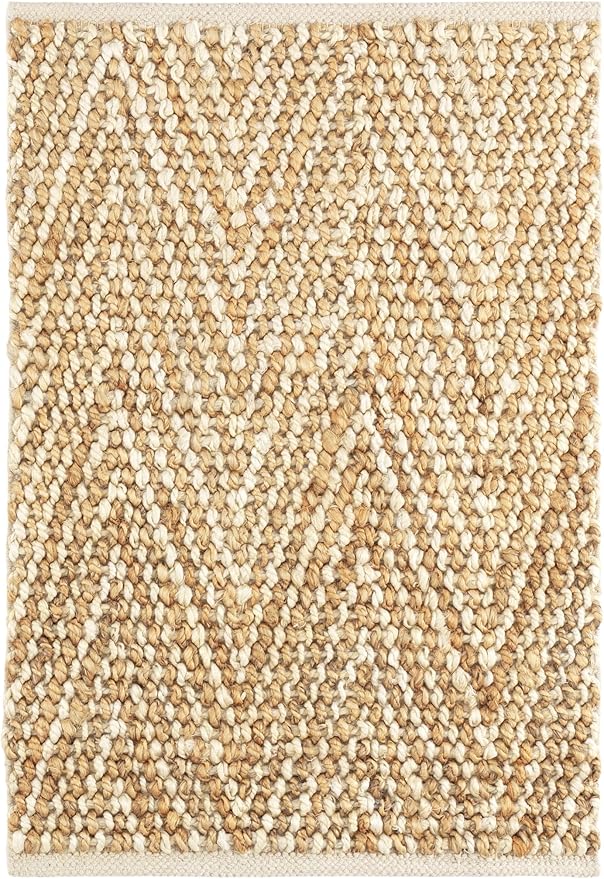 Dash and Albert Meghan Ivory/Natural Handwoven Jute Rug, 5 X 8 Feet, Neutral Geometric Pattern - Premium Luxury Hotel Quality Soft Breathable Hypoallergenic Machine Washable Easy Care All Season