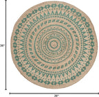 SAFAVIEH Natural Fiber Collection Area Rug - 3' Round, Teal & Natural, Handmade Boho Mandala Braided Jute, Ideal for High Traffic Areas in Living Room, Bedroom (NF802E)