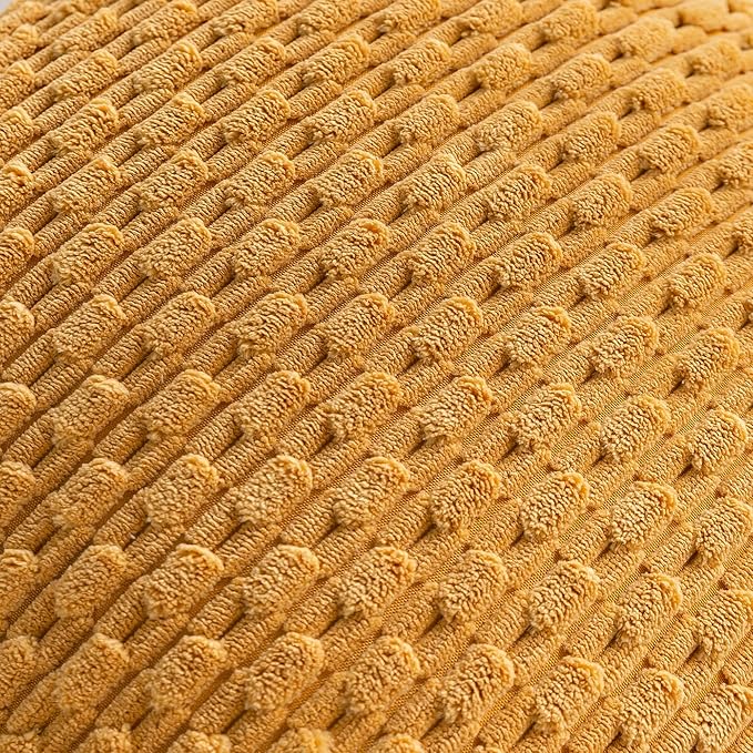 Set of 4 Yellow Olive Aqua Decorative Throw Pillow Covers 26x26 Inch Corduroy Pillow Covers for Bed Couch Sofa Living Room Soft Square Cushion Cases