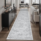 Runner Rug 2x12 Washable Non-Slip Hallway Runner Rugs for Kitchen Bathroom Laundry Room Grey Vintage Floor Carpet Runners for Hallways Entryway