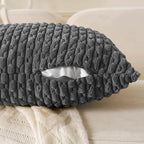 Set of 4 Grey White Taupe Decorative Throw Pillow Covers 18x18 Inch Corduroy Pillow Covers for Bed Couch Sofa Living Room Soft Square Cushion Cases