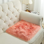 Softlife Square Faux Fur Sheepskin Chair Cover Seat Cushion Pad Super Soft Area Rugs for Living Bedroom Sofa (1.6ft x 1.6ft, Coral) 1 pack