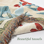 Snycler Flowers and Plants Throw Blanket for Bed 50 * 60inch Woven Blanket Cotton Polyester Farmhouse Decor for Indoor Outdoor Sofa Bedroom Garden，All Season （Spring）