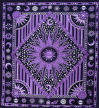 Popular Handicrafts Wall Hanging Tapestry For Bedroom Hippie Burning Sun and Moon Meditation Bohemian Hippy Psychedelic Design Indian Tapestries Bedspread 90 x 108 inches (230cm x 270cm) Green