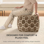 Anji Mountain Pouf Ottoman Foot Rest, Handmade Ottoman Pouf, Comfortable Foot Stool, Decorative Floor Seating for Living Room Decor, Bedroom & Home Décor Accent - Brown
