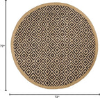 SAFAVIEH Natural Fiber Collection Area Rug - 6' Round, Brown & Natural, Handmade Boho Diamond Tassel Jute, Ideal for High Traffic Areas in Living Room, Bedroom (NF266E)