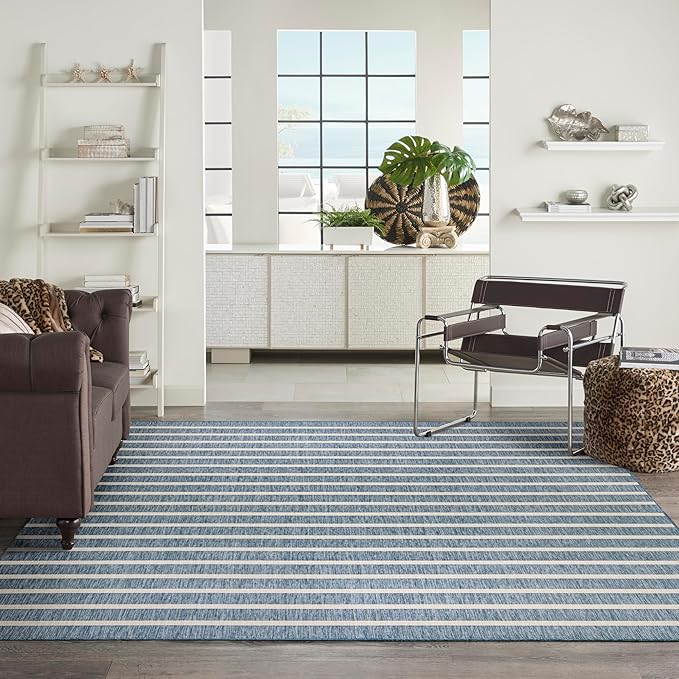 Nourison Home Positano Navy Ivory 8' x 10' Area Rug - Easy Clean, Non Shedding, Bed Room, Living Room, Dining Room, Kitchen (8' x 10')