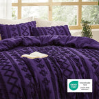Bedsure Tufted Boho Comforter Set Twin Size - Purple Boho Bed Set, GentleSoft™ 2 Pieces Farmhouse Shabby Chic Embroidery Bedding, Gifts for Woman, Soft Jacquard Twin Comforter for All Seasons