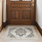 GENIMO Area Rug 2x3 Doormat, Machine Washable Low Pile Rugs, Small Retro Chenille Entryway Mat for Entrance, Hallway, Kitchen and Corridor, Heathered Grey