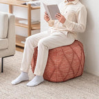 Anji Mountain Pouf Ottoman Foot Rest, Handmade Ottoman Pouf, Comfortable Foot Stool, Decorative Floor Seating for Living Room Decor, Bedroom & Home Décor Accent - Terracotta