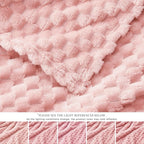 EXQ Home Fleece Blanket Twin Size for Couch or Bed - 3D Imitation Turtle Shell Jacquard Decorative Blankets - Cozy Soft Lightweight Fuzzy Flannel Blanket Suitable for All Seasons(60"×80",Pink)