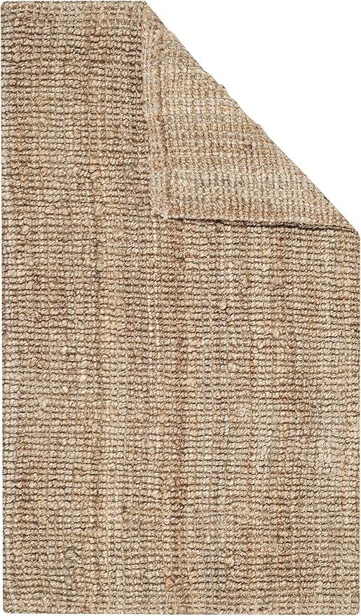SAFAVIEH Area Rug 7' Square - Natural Fiber Collection - Natural Brown, Handmade Jute, Farmhouse Style, Chunky Textured Thick Pile (NF447A)