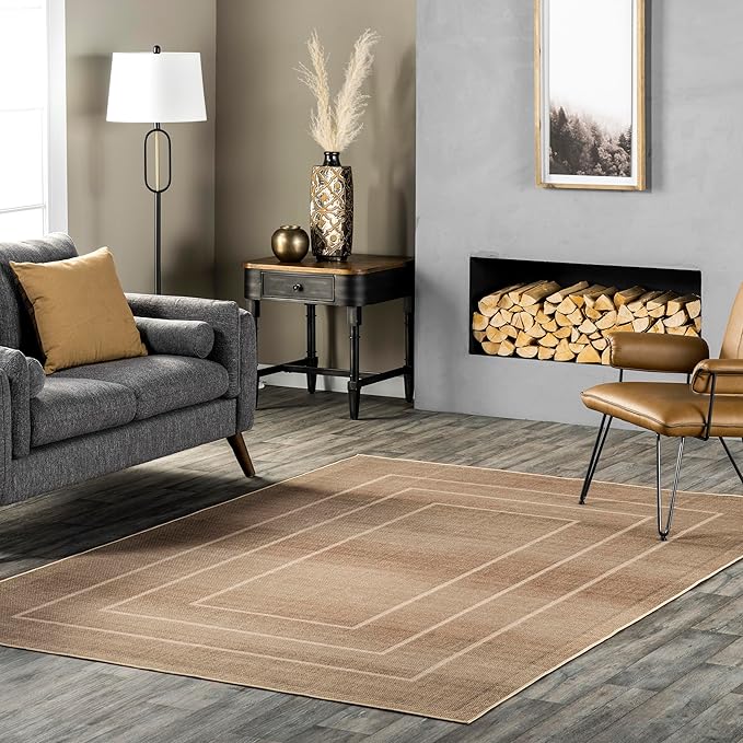 Nuloom Madie Natural/Ivory, 4' x 6', Recycled PET, Soft and Textured, High Traffic, Stain Resistant, Easy Clean, Durable, Machine Washable Area Rug for Bedroom, Living Room, Dining, Foyer, Entryway