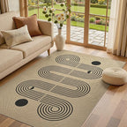 4x6 Jute Rug for Living Room: Farmhouse Indoor Outdoor Rug Washable with Non-Slip for Bedroom Patio Backyard Dining Room Home Office - Geometric Brown
