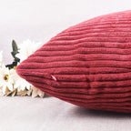 Home Brilliant Pillow Covers 18x18 Decorative Throw Pillows for Couch Dark Red Soft Plush Corduroy Striped Throw Pillow Covers Set of 2 for Sofa Couch Bed, 18 x 18 Inch, Burgundy