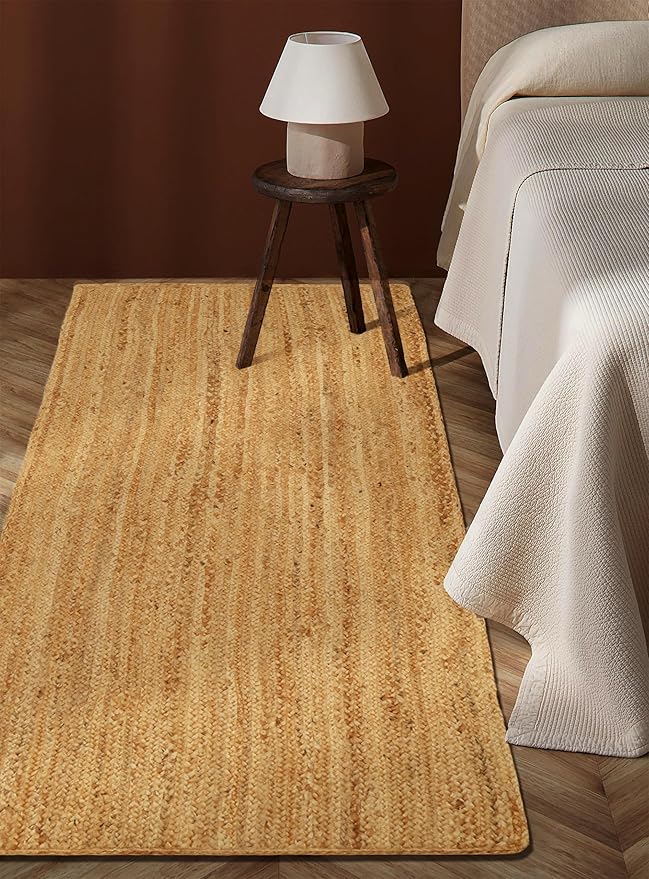 Jute Runner - Natural Fiber Hand Woven Boho Farmhouse Style 2x10 Foot Area Rug for Kitchen, Bedroom or Living Room - Braided Design Floor Decor