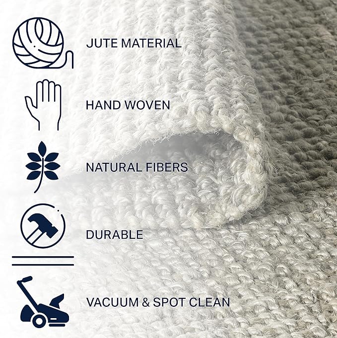 JONATHAN Y Pata Hand Woven Chunky Jute Gray Indoor Area Rug, 10x14, Bohemian, Rustic, Cottage, Easy-Cleaning for Living Room, Bedroom, Kitchen, Non-Shedding (NRF102C-14)
