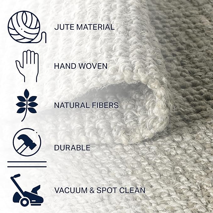 JONATHAN Y Pata Hand Woven Chunky Jute Gray Runner Rug, 2x12, Bohemian, Rustic, Cottage, Easy-Cleaning for Living Room, Bedroom, Kitchen, Non-Shedding (NRF102C-212)