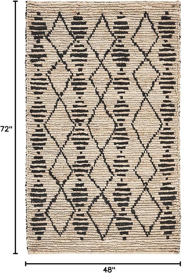 SAFAVIEH Bohemian Collection 4' x 6' Beige / Black BOH703Z Handmade Moroccan Tribal Jute Area Rug