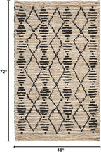 SAFAVIEH Bohemian Collection 4' x 6' Beige / Black BOH703Z Handmade Moroccan Tribal Jute Area Rug