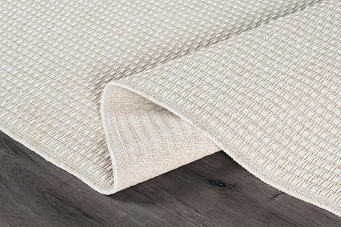 Easy Jute Rug 5x7 Indoor Outdoor Rug Natural Rugs Solid Fiber Rug Woven Area Rug Boho Easy Clean Inside Carpet for Living Room Bedroom Dining Room Hallway or Outdoor Patio Porch (5 X 7 Bone)
