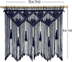 Youngeast Large Macrame Wall Hanging Boho Woven Tapestry Bohemian Macrame Wall Decor Handmade Tassel Tapestry Home Decoration for Bedroom Living Room 39"X31" (Wood Dowels Not Included) (Navy)