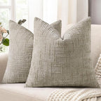 decorUhome Light Brown Chenille Euro Sham Throw Pillow Covers 24x24 Set of 2 Textured Soft Cozy Slubby Couch Pillow Covers Modern Farmhouse Boho Decorative Pillow Cases for Bed Sofa Living Room