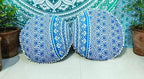 INDIAN CRAFT CASTLE 24" Mandala Barmeri Large Floor Pillow Cover Cushion Meditation Seating Ottoman Throw Cover Hippie Decorative Zipped Bohemian Pouf Ottoman Poufs, Pom Pom Pillow Cases