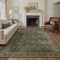 Bavni Area Rugs 6x9- Washable Rug Lightweight Non-Slip, Ultra Thin Low Pile Living Room Rug, Modern Printed Vintage Rugs for Dinning Room Office, Dark Green/Multi
