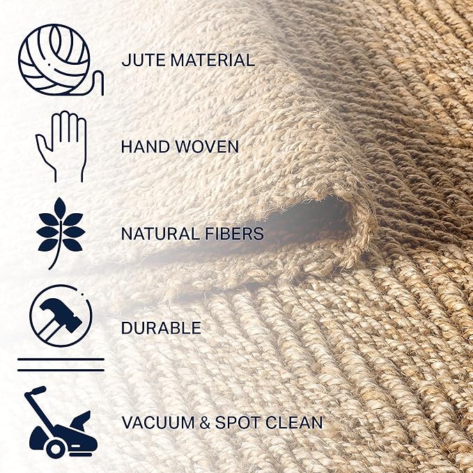 JONATHAN Y Espina Hand Woven Herringbone Chunky Jute Natural Runner Rug, 2x8, Bohemian, Cottage, Easy-Cleaning for Living Room, Bedroom, Kitchen, Pet Friendly, Non-Shedding (NFR101A-28)