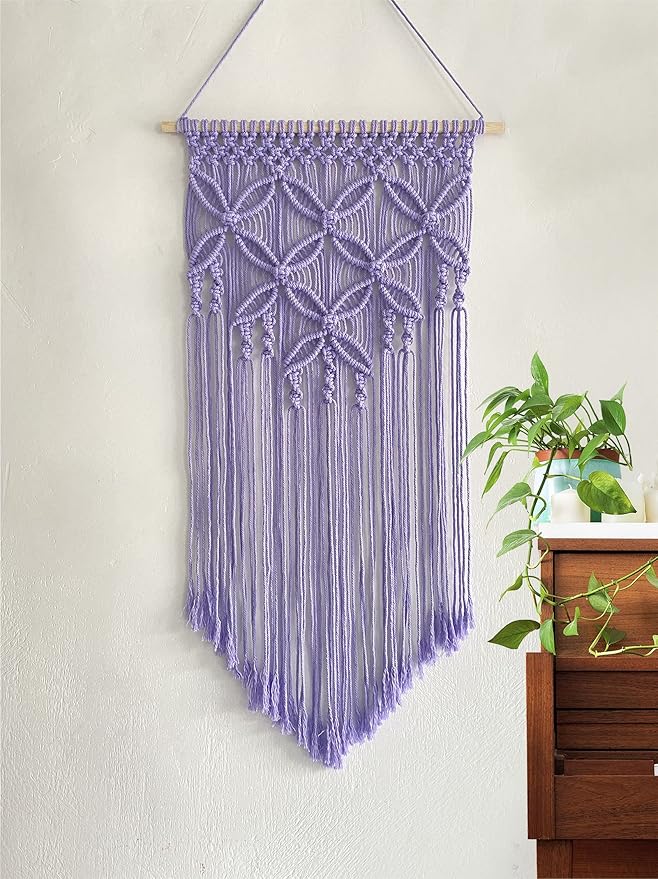Handmade Cotton Home Decor Macrame Wall Hanging Purple