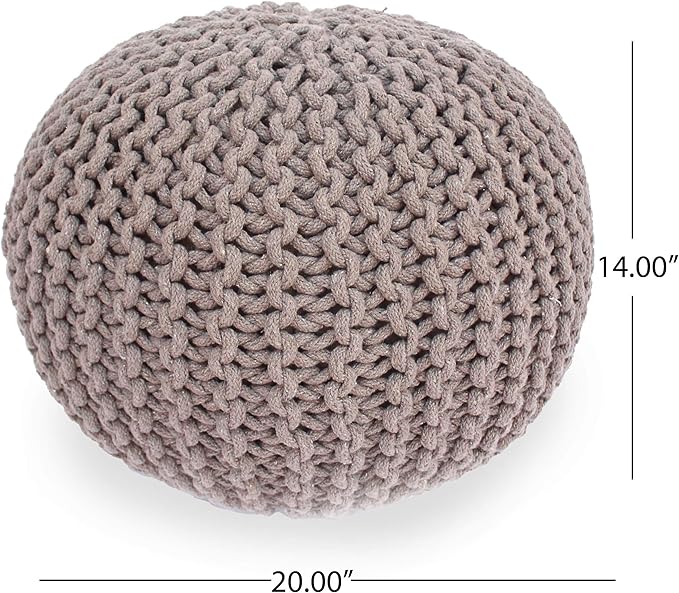 GDFStudio Handcrafted Modern Cotton Pouf Ottoman Foot Stool - Bean Bag Floor Chair - Foot Rest Couch for Living Room Bedroom, Brown