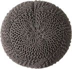 Handcrafted Knitted Cotton Round Pouf - 20x20, Modern Design, Soft and Comfortable, No Assembly, Home Decor, Knit Ottoman, Boho Floor Pouf for Living (Knitted Pouf - Dark Gray)