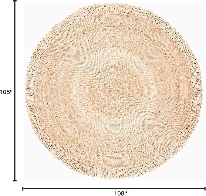 SAFAVIEH Natural Fiber Round Collection 9' Round Natural NF168A Handmade Boho Charm Farmhouse Jute Area Rug