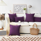 Home Brilliant Purple Pillow Covers Burlap Solid Linen European Throw Pillow for Bench Sofa Bed, 20x20(50x50cm)