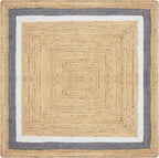 Handmade Jute Rug 4x4 ft – Natural Square Boho Rug for Living Room, Dining Area & Entryway, Hand Braided Eco-Friendly Jute Carpet for Small Spaces