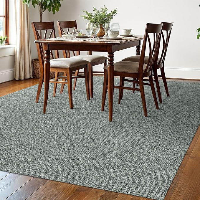 EARTHALL Washable Area Rugs 6x9 Ft Non Slip Living Room Rugs Cotton Rubber Backed Dining Room Rug Braided Bedroom Rugs Indoor Outdoor Floor Carpet for Living Room, Bedroom, Dining Room, Green/Grey