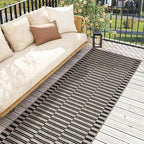 Lahome Elance Striped Easy Jute Entryway Runner, 2x6 Kitchen Mats for Floor Black Rug Runners for Hallways Non Slip Indoor Outdoor Carpet, Farmhouse Non Shedding Carpet for Laundry Porch Corridor
