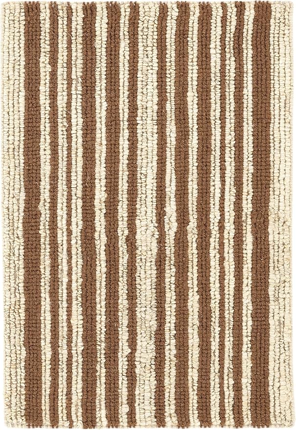 Dash and Albert Calder Stripe Caramel Handwoven Jute Rug, 5 X 8 Feet, Neutral/Brown Stripe Pattern