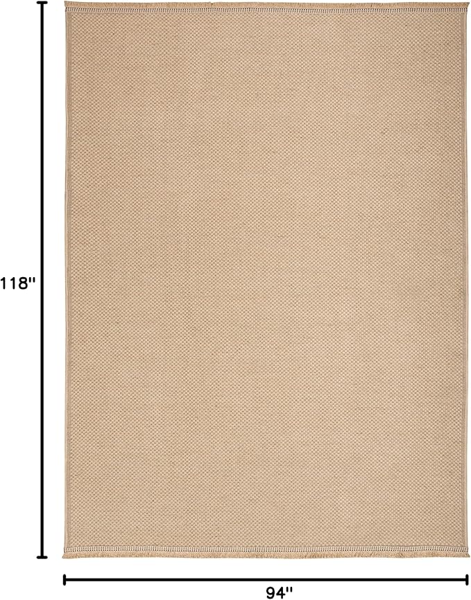 Nourison Home Washable Jute Natural 7'10" x 9'10" Area Rug - Easy Clean, Non Shedding, Bed Room, Living Room, Dining Room, Kitchen (8' x 10')